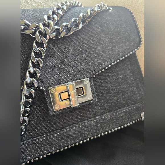 NEW! THE KOOPLES, Denim Chain Bag, Black/Charcoal, MSRP $545 - Picture 8 of 11